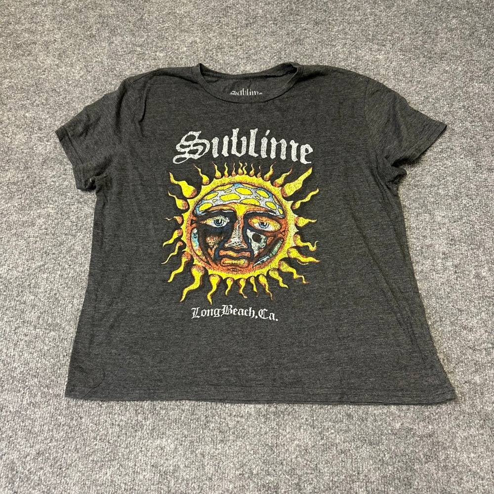 Sublime T-Shirt Womens Size L Charcoal Grey Sun Logo Graphic Band Tee Short SLV